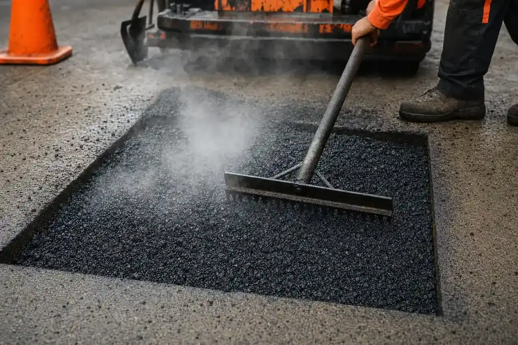 Pothole Repairs work in progress in Hobart, southern Tasmania