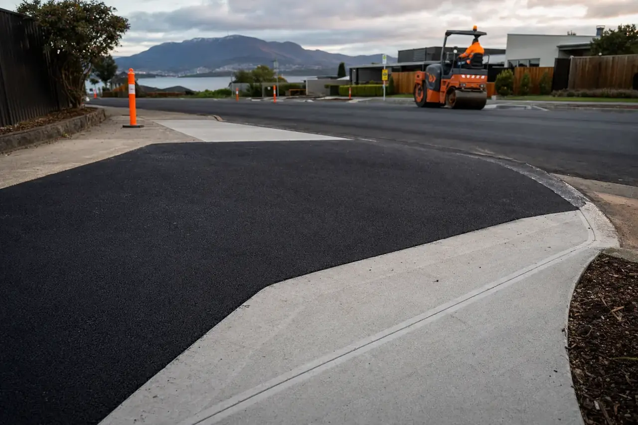 Asphalt work in Howrah, southern Tasmania