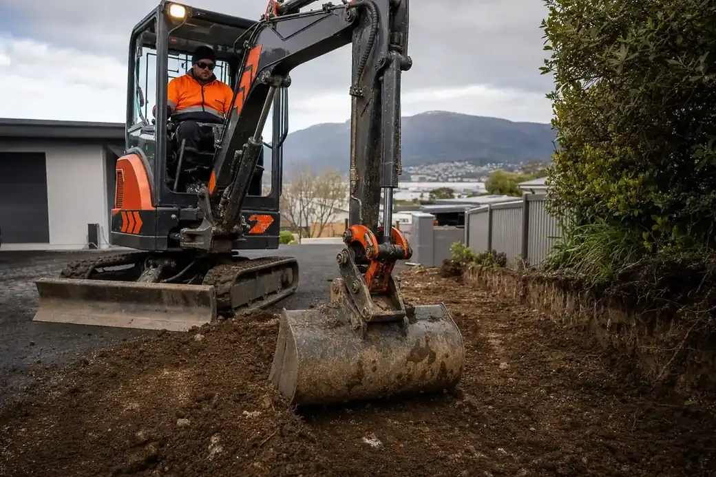 Asphalt work in Lindisfarne, southern Tasmania